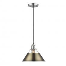  3306-M PW-AB - Orwell 10" Wide Medium Pendant in Pewter with Aged Brass